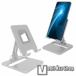 UNIVERZÁLIS alumínium asztali tartó / állvány - csúszásgátló, összecsukható, állítható szög, 13"-os készülékekig - EZÜST kép