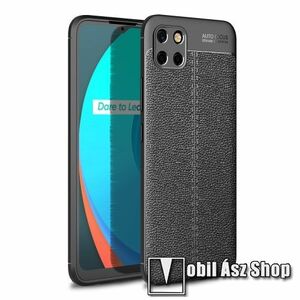 OTT! LEATHER SERIES szilikon védő tok / bőrhatású hátlap - FEKETE - ERŐS VÉDELEM! - Realme C11 kép