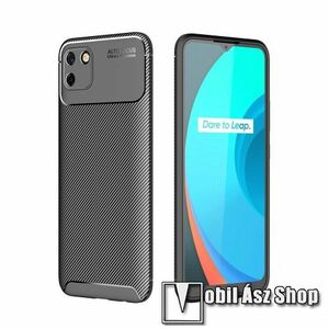 OTT! CARBON PRO szilikon védő tok / hátlap - FEKETE - karbon mintás, ERŐS VÉDELEM! - Realme C11 kép