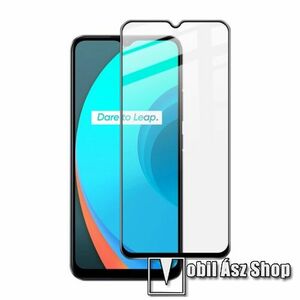 IMAK Pro+ előlap védő karcálló edzett üveg - FEKETE - 9H, A teljes felületén tapad! - A TELJES KIJELZŐT VÉDI - Realme C11 / Realme C15 - GYÁRI kép