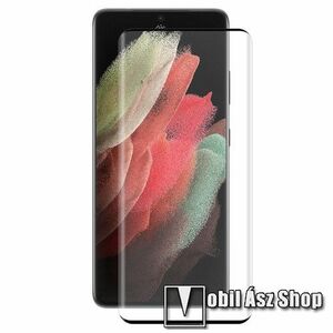 HAT PRINCE 3D curved előlap védő karcálló edzett üveg - 0, 26mm, Arc Edge, ujjlenyomatolvasó támogatás - FEKETE - A TELJES KIJELZŐT VÉDI! - SAMSUNG Galaxy S22 Ultra 5G - GYÁRI kép