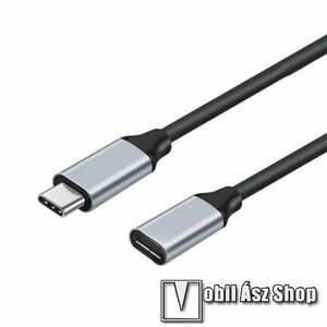 UNIVERZÁLIS Type-C kábel hosszabbító - 1m hosszú, Type-C anya / Type-C apa, 60W, 3A, 400M/s adatátvitel - FEKETE kép