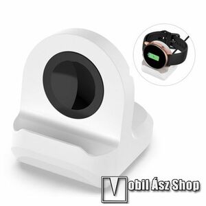 Okosóra asztali töltő állvány / dokkoló - szilikon, kábelelvezető, 65mm x 50mm x 57mm, a töltő NEM TARTOZÉK! - FEHÉR - SAMSUNG Galaxy Watch Active / Active2 40mm / 44mm / Watch4 Classic 46mm / 42mm / Watch 3 41mm / 45mm / Watch4 40mm / 44mm kép