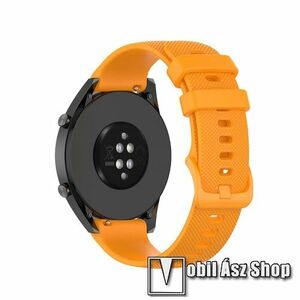 Okosóra szíj, Szilikon, Pontozott textúra, 20mm széles, 92+121mm hosszú, Narancs, Xiaomi Amazfit Active 2, Samsung Galaxy Watch7, Watch FE, Watch Fit 3 kép