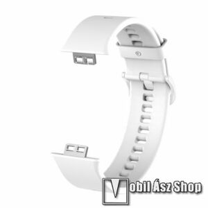 Okosóra szíj - FEHÉR - szilikon, 120mm + 75mm hosszú - HUAWEI Watch Fit / Watch Fit Elegant Edition kép