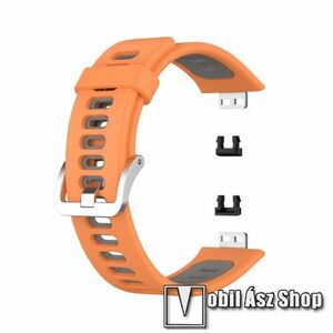 Okosóra szíj - NARANCSSÁRGA / SZÜRKE - szilikon, 92mm + 123mm hosszú - HUAWEI Watch Fit / Watch Fit Elegant Edition kép
