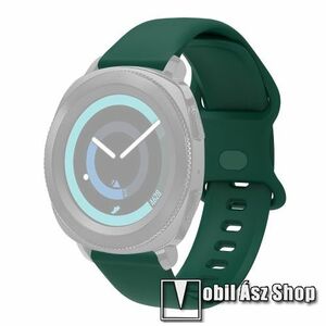 Okosóra szíj - szilikon - SÖTÉTZÖLD - 94mm + 130mm hosszú, 22mm széles - SAMSUNG Galaxy Watch 46mm / Watch GT2 46mm / Watch GT 2e / Galaxy Watch3 45mm / Honor MagicWatch 2 46mm kép