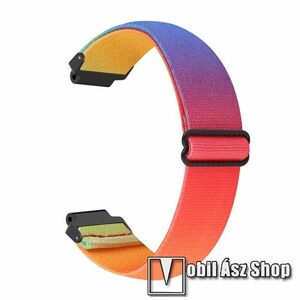 Okosóra szíj - fonott szövet, sztreccses, állítható, csatos - SZÍNÁTMENETES MINTÁS - 160mm hosszú, csavarhúzóval - Garmin Forerunner 220/225/230/235/630/620/735/735XT/Approach S20/S6/S5 kép