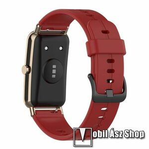 Okosóra szíj - PIROS - szilikon, 111 + 88 mm hosszú, 16mm széles - HUAWEI TalkBand B3 / B6 / B7 / Watch Fit mini kép