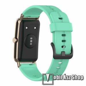 Okosóra szíj - ZÖLDESKÉK - szilikon, 111 + 88 mm hosszú, 16mm széles - HUAWEI TalkBand B3 / B6 / B7 / Watch Fit mini kép