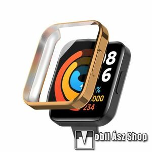 Okosóra szilikon védő tok / keret - GALVANIZÁLT ROSE GOLD - Szilikon előlapvédő is! - Xiaomi Redmi Watch 2 / Poco Watch kép