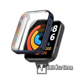 Okosóra szilikon védő tok / keret - GALVANIZÁLT ÉJKÉK - Szilikon előlapvédő is! - Xiaomi Redmi Watch 2 / Poco Watch kép