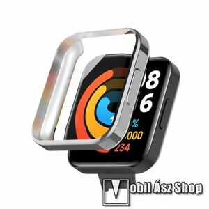 Okosóra szilikon védő tok / keret - GALVANIZÁLT EZÜST - Szilikon előlapvédő is! - Xiaomi Redmi Watch 2 / Poco Watch kép