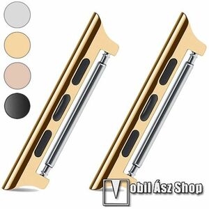 Okosóra fém csatlakozó - 1 pár (2db), 22mm-es szíjakkal kompatibilis - ARANY - Apple Watch Series 1/2/3 42mm / 4/5/6/SE 44mm / 7/8 45mm / 10 46mm / Ultra / Ultra 2 49mm kép
