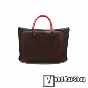 UNIVERZÁLIS autós / gépkocsi két ülés közé rögzíthető tároló - fejtámlához rögzíthető, hálós rendező, 400 x 50 x 50mm - FEKETE kép