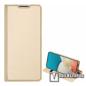 DUX DUCIS Skin Pro Series slim design notesz / mappa tok - ARANY - asztali tartó funkciós, oldalra nyíló, rejtett mágneses záródás, bankkártyatartó zseb, szilikon belső - SAMSUNG Galaxy A53 5G (SM-A536U) - GYÁRI kép