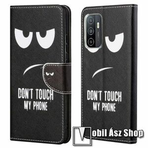 Notesz / mappa tok - Do Not Touch My Phone MINTÁS - oldalra nyíló, rejtett mágneses záródás, bankkártyatartó zsebek, asztali tartó funkció, szilikon belső - SAMSUNG Galaxy A33 5G (SM-A336) kép