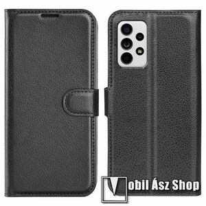 WALLET notesz tok / flip tok - FEKETE - asztali tartó funkciós, oldalra nyíló, rejtett mágneses záródás, bankkártyatartó zseb, szilikon belső - SAMSUNG Galaxy A33 5G (SM-A336) kép