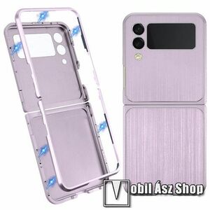 Alumínium védő keret / hátlap - LILA - alumínium védő keret, mágneses előlap + hátlap keret, 2 részes kialakítás, szálcsiszolt mintás - SAMSUNG Galaxy Z Flip3 5G (SM-F711) kép