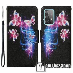 Notesz / mappa tok - PILLANGÓ MINTÁS - oldalra nyíló, rejtett mágneses záródás, bankkártyatartó zseb, asztali tartó funkció, szilikon belső - SAMSUNG Galaxy A33 5G (SM-A336) kép