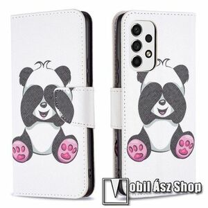 Notesz / mappa tok - PANDA MINTÁS - oldalra nyíló, rejtett mágneses záródás, bankkártyatartó zseb, asztali tartó funkció, szilikon belső - SAMSUNG Galaxy A53 5G (SM-A536U) kép