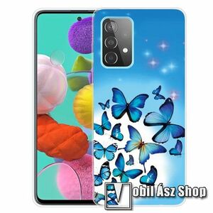Szilikon védő tok / hátlap - KÉK PILLANGÓ MINTÁS - SAMSUNG Galaxy A73 5G (SM-A736B) kép