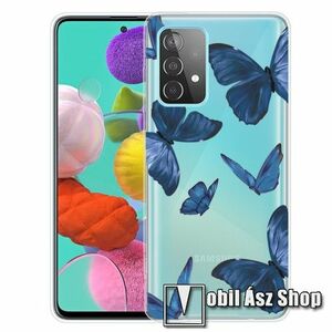 Szilikon védő tok / hátlap - KÉK PILLANGÓ MINTÁS - ÁTLÁTSZÓ - SAMSUNG Galaxy A73 5G (SM-A736B) kép