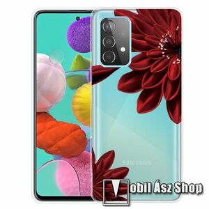 Szilikon védő tok / hátlap - PIROS VIRÁG MINTÁS - ÁTLÁTSZÓ - SAMSUNG Galaxy A73 5G (SM-A736B) kép