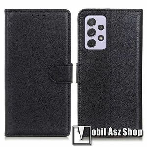 WALLET notesz tok / flip tok - FEKETE - asztali tartó funkciós, oldalra nyíló, rejtett mágneses záródás, bankkártyatartó zseb, szilikon belső - SAMSUNG Galaxy A73 5G (SM-A736B) kép