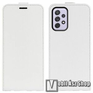 SLIM FLIP tok - FEHÉR - lefelé nyíló, rejtett mágneses záródás, szilikon belső, bankkártya tartó, előlapi hangszóró nyílás - SAMSUNG Galaxy A73 5G (SM-A736B) kép