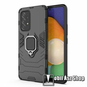 TRANSFORM PRO műanyag védő tok / hátlap - FEKETE - szilikon betétes, kitámasztható, fém ujjgyűrűvel, tapadófelület mágneses autós tartóhoz - ERŐS VÉDELEM! - SAMSUNG Galaxy A53 5G (SM-A536U) kép