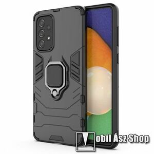 TRANSFORM PRO műanyag védő tok / hátlap - FEKETE - szilikon betétes, kitámasztható, fém ujjgyűrűvel, tapadófelület mágneses autós tartóhoz - ERŐS VÉDELEM! - SAMSUNG Galaxy A73 5G (SM-A736B) kép