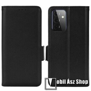 WALLET notesz tok / flip tok - FEKETE - asztali tartó funkciós, oldalra nyíló, rejtett mágneses záródás, bankkártyatartó zseb, szilikon belső - SAMSUNG Galaxy A53 5G (SM-A536U) kép