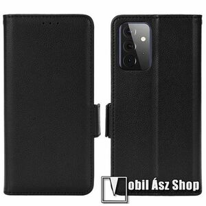 WALLET notesz tok / flip tok - FEKETE - asztali tartó funkciós, oldalra nyíló, rejtett mágneses záródás, bankkártyatartó zseb, szilikon belső - SAMSUNG Galaxy A73 5G (SM-A736B) kép