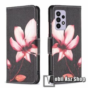 Notesz / mappa tok - VIRÁG MINTÁS - oldalra nyíló, rejtett mágneses záródás, bankkártyatartó zseb, asztali tartó funkció, szilikon belső - SAMSUNG Galaxy A33 5G (SM-A336) kép