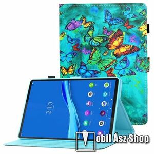 Notesz tok / mappa tok - PILLANGÓ MINTÁS - asztali tartó funkciós, mágneses záródás, oldalra nyíló, bankkártyatartó zsebek, ceruzatartó, szilikon belső - SAMSUNG Galaxy Tab A8 10.5 (2021) (SM-X200/SM-X205) kép
