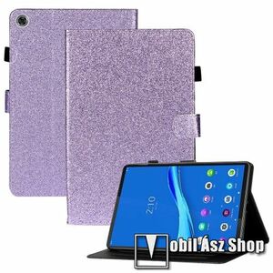 Notesz tok / mappa tok - LILA CSILLÁMOS MINTÁS - csillogó, asztali tartó funkciós, oldalra nyíló, mágneses záródás, bankkártyatartó zsebekkel, ceruzatartó, szilikon belső - SAMSUNG Galaxy Tab A8 10.5 (2021) (SM-X200/SM-X205) kép