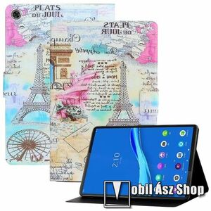 Notesz tok / mappa tok - EIFFEL TORONY MINTÁS - asztali tartó funkciós, mágneses záródás, oldalra nyíló, bankkártyatartó zsebek, szilikon belső - SAMSUNG Galaxy Tab A8 10.5 (2021) (SM-X200/SM-X205) kép