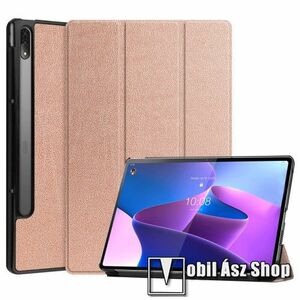 Notesz / mappa tok - ROSE GOLD - oldalra nyíló flip cover, TRIFOLD asztali tartó funkciós, erősített sarkok, mágneses záródás, műanyag belső - Lenovo Tab P12 Pro kép