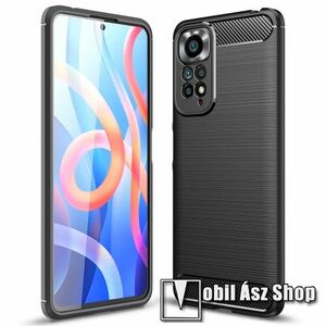 OTT! CARBON szilikon védő tok / hátlap - FEKETE - karbon mintás, ERŐS VÉDELEM! - Xiaomi Redmi Note 11 4G (Global version) / Redmi Note 11S (Global version) kép