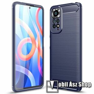 OTT! CARBON szilikon védő tok / hátlap - SÖTÉTKÉK - karbon mintás, ERŐS VÉDELEM! - Xiaomi Redmi Note 11 4G (Global version) / Redmi Note 11S (Global version) kép