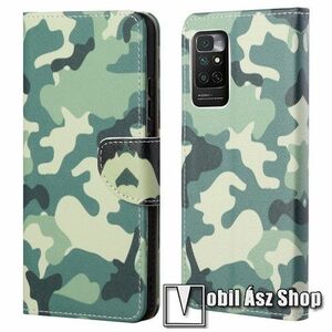 Notesz / mappa tok - TEREPMINTÁS - oldalra nyíló, rejtett mágneses záródás, bankkártyatartó zsebek, asztali tartó funkció, szilikon belső - Xiaomi Redmi Note 11 4G (Global version) / Redmi Note 11S (Global version) kép