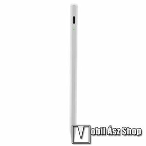 Érintőképernyő ceruza - kapacitív kijelzőkhöz, aktív érzékelő technológia, POM tollhegy, beépített 130mAh újratölthető akkumulátorral, 10 óra használati idő, kézírásra, rajzolásra is alkalmas - FEHÉR - Apple iPad 2018-2021 modellekkel kompatibilis! kép