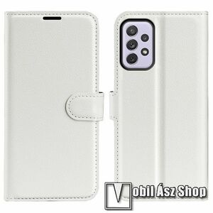 WALLET notesz tok / flip tok - FEHÉR - asztali tartó funkciós, oldalra nyíló, rejtett mágneses záródás, bankkártyatartó zseb, szilikon belső - SAMSUNG Galaxy A73 5G (SM-A736B) kép