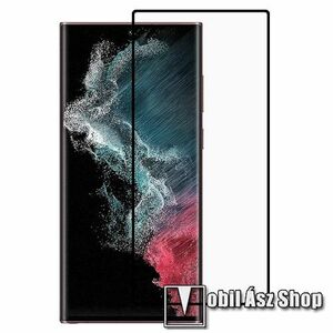 RURIHAI 3D előlap védő karcálló edzett üveg - FEKETE - 0.26mm, 9H, Ujjlenyomat felismerés támogatás, a teljes képernyőt védi, a teljes felületén tapad - SAMSUNG Galaxy S22 Ultra 5G (SM-S908) - GYÁRI kép