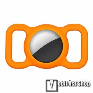 Szilikon védő tok Apple AirTag-hez - pórázra, nyakörvre, hámra rögzíthető, kisállatok számára - NARANCSSÁRGA kép