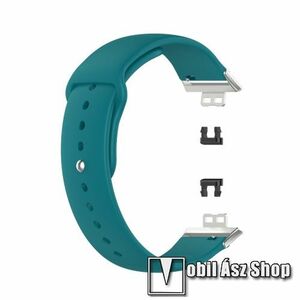 Okosóra szíj - ZÖLDESKÉK - szilikon, 130mm + 95mm hosszú - HUAWEI Watch Fit / Watch Fit Elegant Edition kép