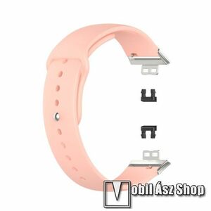Okosóra szíj - RÓZSASZÍN - szilikon, 130mm + 95mm hosszú - HUAWEI Watch Fit / Watch Fit Elegant Edition kép