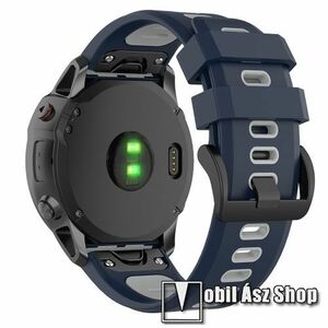 Okosóra szíj - szilikon - ÉJKÉK / SZÜRKE - 110mm + 82mm hosszú, 20mm széles QUICKFIT - Garmin Fenix 7S / 6S / 6S Pro / 5S / 5S Plus / 5S Plus Sapphire kép