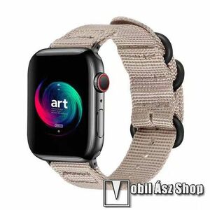 Okosóra szíj - szövet - KHAKI - 75mm + 125mm hosszú - Apple Watch Series 1/2/3 42mm / 4/5/6/SE 44mm / 7/8 45mm / 10 46mm / Ultra / Ultra 2 49mm kép